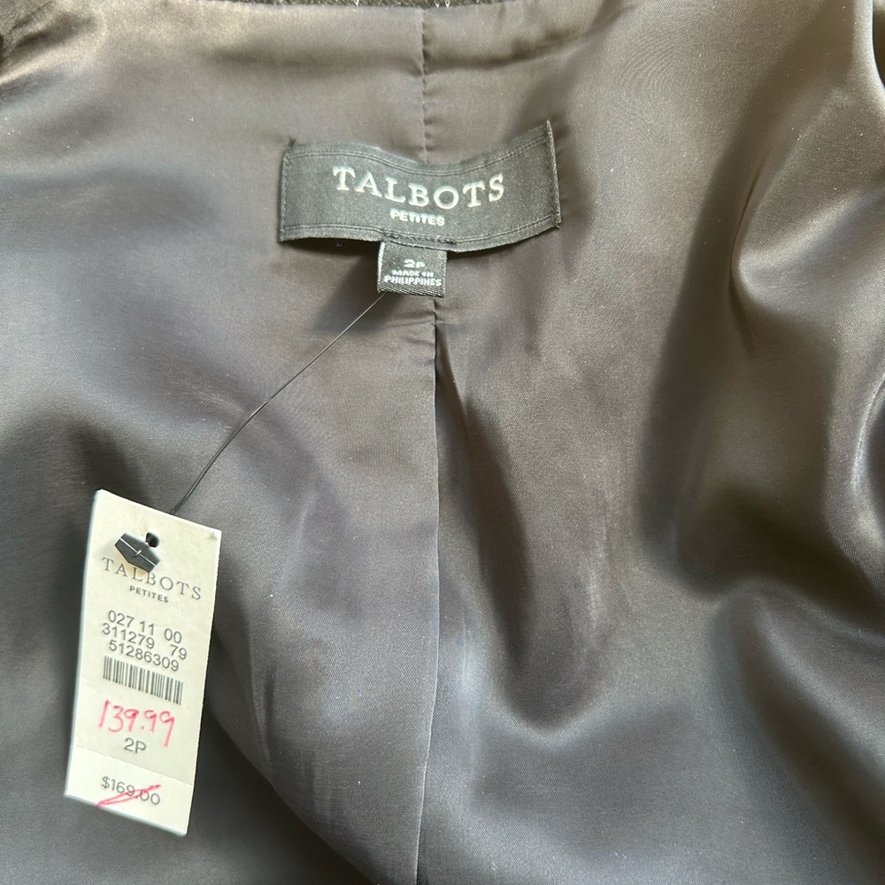 Talbots petite jacket blazer black metallic long sleeves - Picture 5 of 13